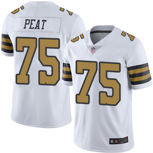 Men New Orleans Saints Limited White Andrus Peat Jersey NFL Football #75 Rush Vapor Untouchable Jersey